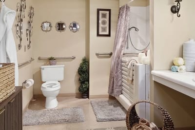 Well-equipped bathroom designed for senior accessibility