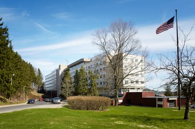 Exterior view of Van Duyn Center with landscaping