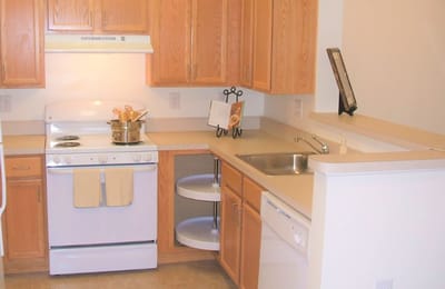 Bright kitchen area with modern appliances
