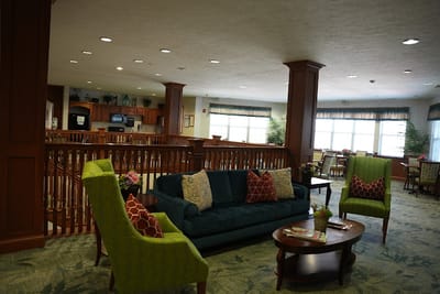 Bright lounge area with comfortable seating