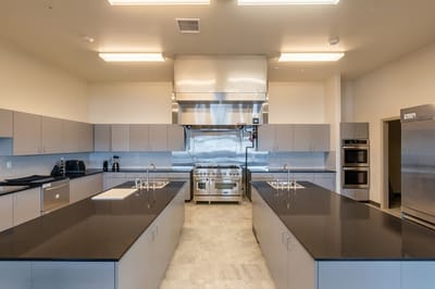 Modern kitchen in a senior living facility