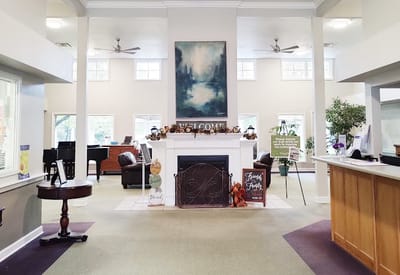 Welcoming common area with seating and decor