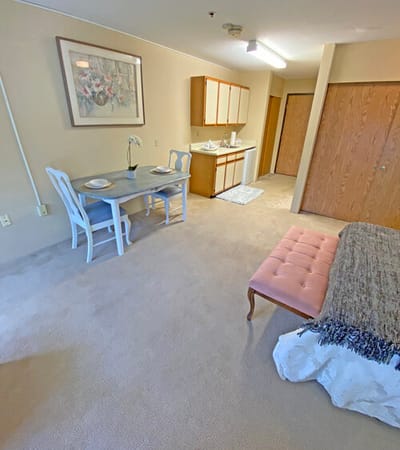 Cozy interior view of a resident room setup