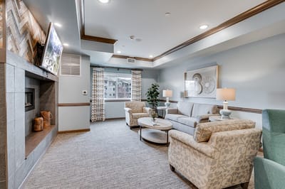 Bright common area with comfortable seating