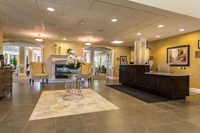Bright and inviting lobby area with seating