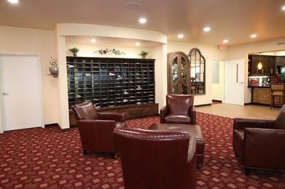 Comfortable common area with seating and decor