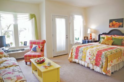 Cozy private resident room with bright decor