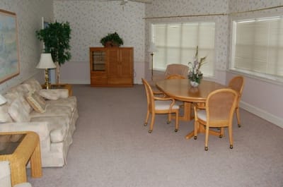 Bright common area with furniture and windows