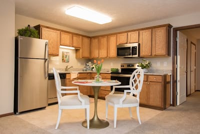 Modern kitchen in a retirement community apartment