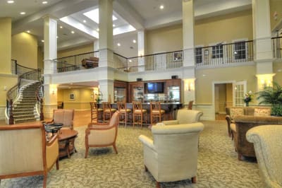 Common area with seating and staircase