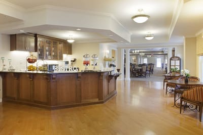 Interior common area with a serving station