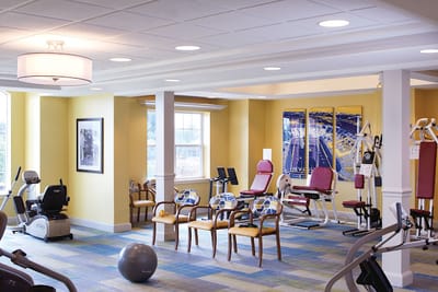 Interior view of a fitness area in a senior living facility