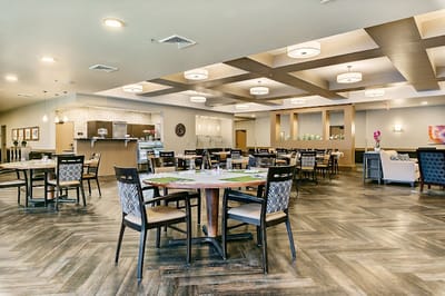Dining area with modern decor and seating
