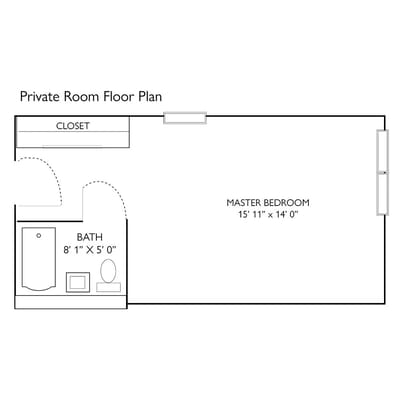 Architectural floor plan of a private room