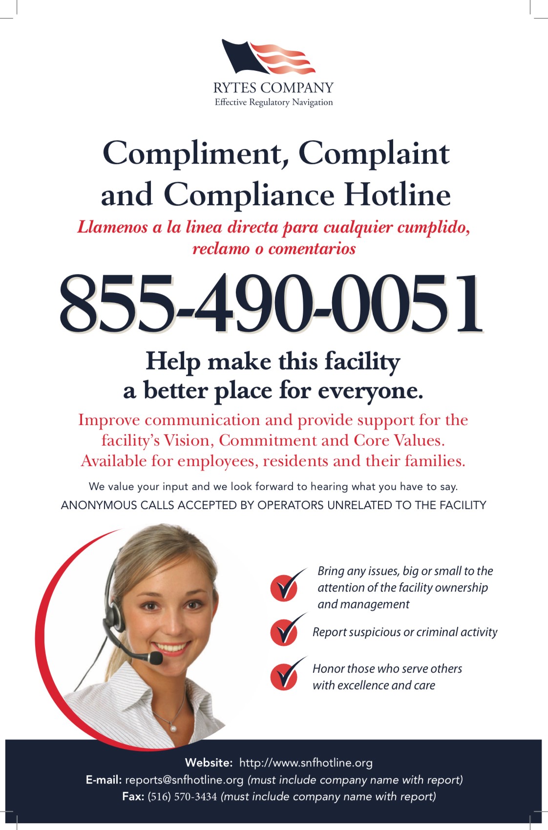 Compliance hotline information in Spanish and English