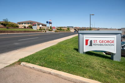 Exterior view of St. George Rehabilitation facility sign and entrance