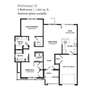 Architectural floor plan of Potomac II unit