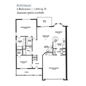 Architectural floor plan of the Potomac model