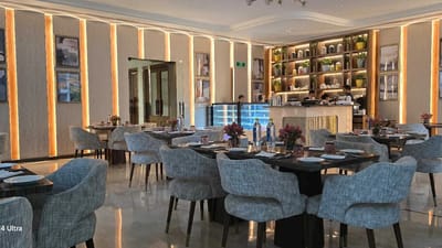 Stylish dining room set with tables and chairs