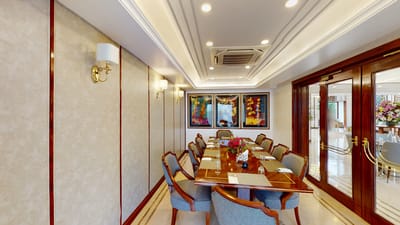 Interior dining room with elegant table setting