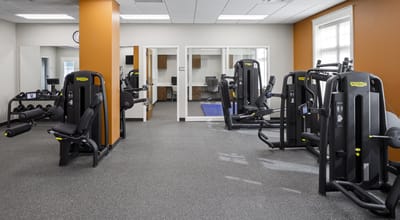 Interior view of a fitness area with exercise equipment