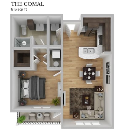 Architectural floor plan of a suite layout