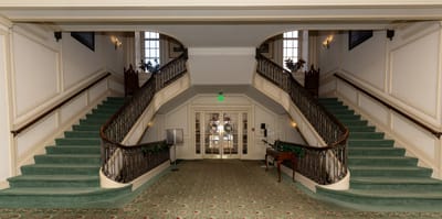 Elegant staircase in a senior living facility