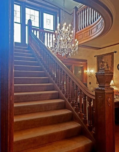 Elegant staircase in a senior living facility