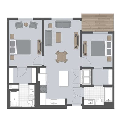 Architectural floor plan of a residential unit