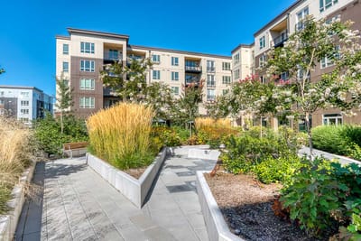 Beautiful outdoor space with gardens and seating areas