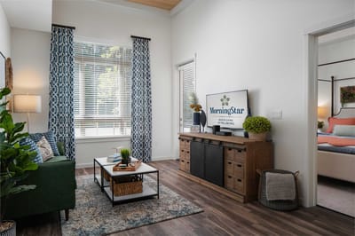 Bright common area with modern decor at MorningStar