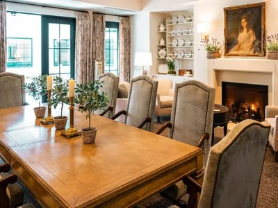 Cozy common area with a warm fireplace