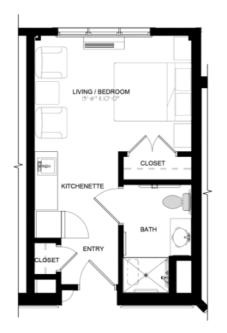 Architectural floor plan of a living space