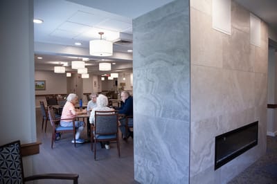 Residents enjoying conversation in a common area