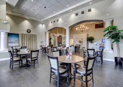 Common area with dining tables and chairs