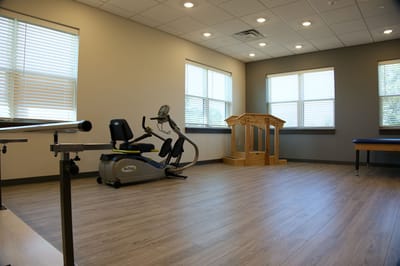 Interior view of a fitness area with exercise equipment