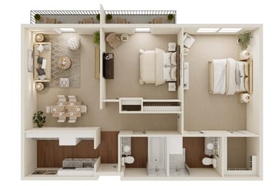 Architectural floor plan of a living unit