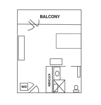Architectural floor plan of a resident unit