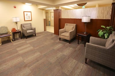 Common area with seating in an assisted living facility
