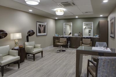 Interior view of a salon in a senior living facility
