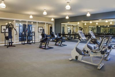 Interior view of a fitness room with exercise equipment