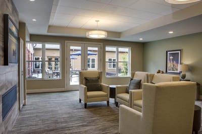 Common area with seating and outdoor view