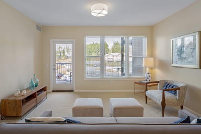Bright interior living area with furniture