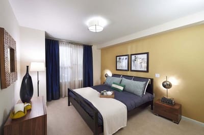Bright resident bedroom with modern decor