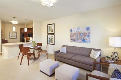Interior view of a living area in a senior facility