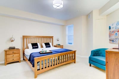 Bright, well-furnished resident room with a cozy atmosphere