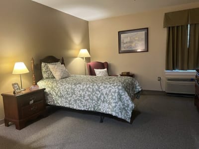 Cozy private bedroom with a bed and furniture