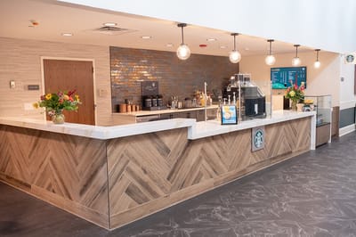 Interior view of a Starbucks coffee bar.
