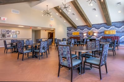 Dining room with tables and stylish decor