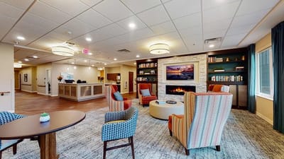 Welcoming interior common area with seating.